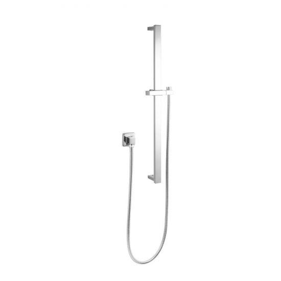 Square Hand Shower Rail without Handheld Shower (PVC Hose) Chrome