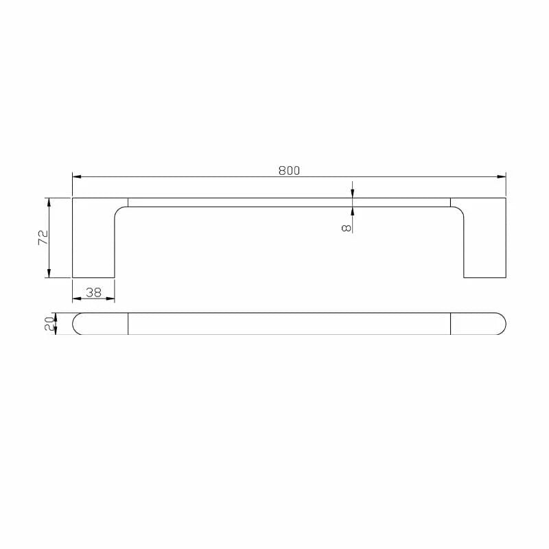 AU Chrome Single Towel Rail 800mm