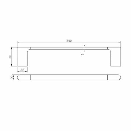 AU Black Single Towel Rail 800mm