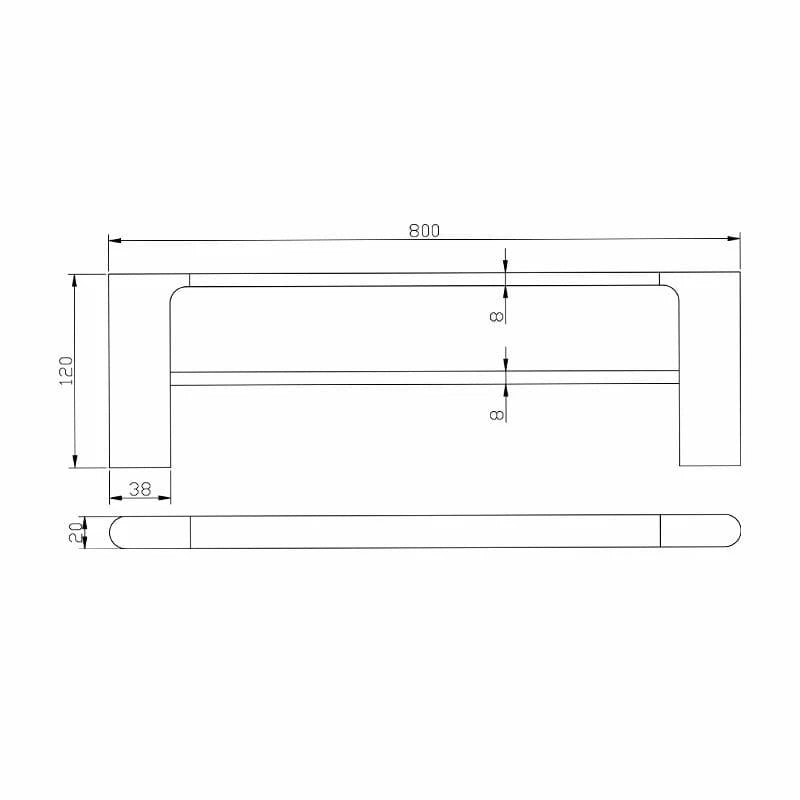 AU Chrome Double Towel Rail 800mm