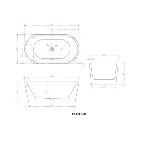 Charming Freestanding Bathtub 1500x800x600mm
