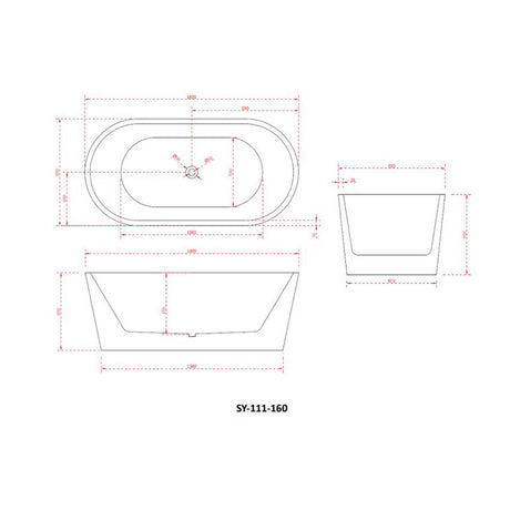 Charming Freestanding Bathtub 1600x800x600mm