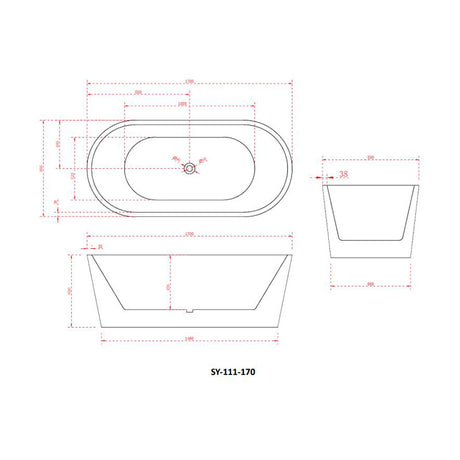 Charming Freestanding Bathtub 1700x800x600mm