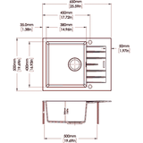 Carysil City Single Bowl with Drainer Granite Kitchen Sink Black 650x500x200mm