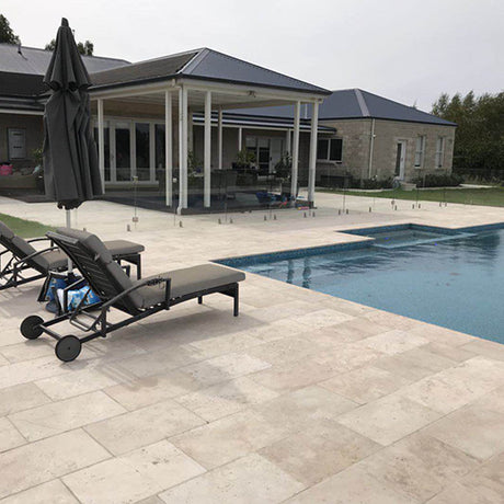 Travertine Classic Tumbled And Unfilled Coping Edge 610x406x30
