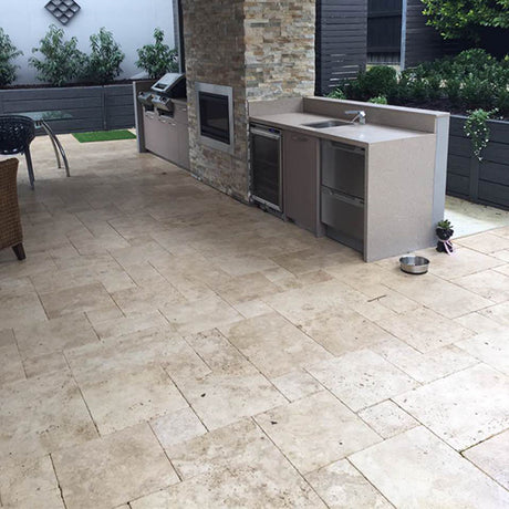 Travertine Classic Tumbled And Unfilled Paving 610x406x12mm