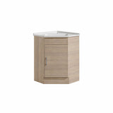 Corner Series (PC60) Natural Timber 580x580x820mm Back to Corner Vanity with Stone Top & Ceramic Undermount Basin