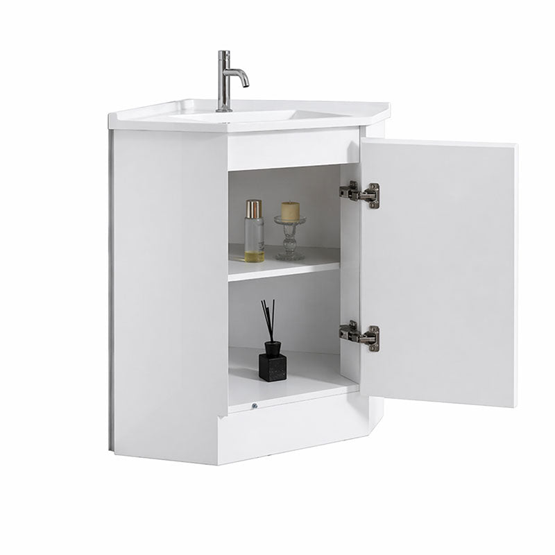 Corner Series (PC60) Gloss White 580x580x820mm Back to Corner Vanity with Stone Top & Ceramic Undermount Basin