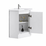 Corner Series (PC60) Gloss White 580x580x820mm Back to Corner Vanity with Stone Top & Ceramic Undermount Basin