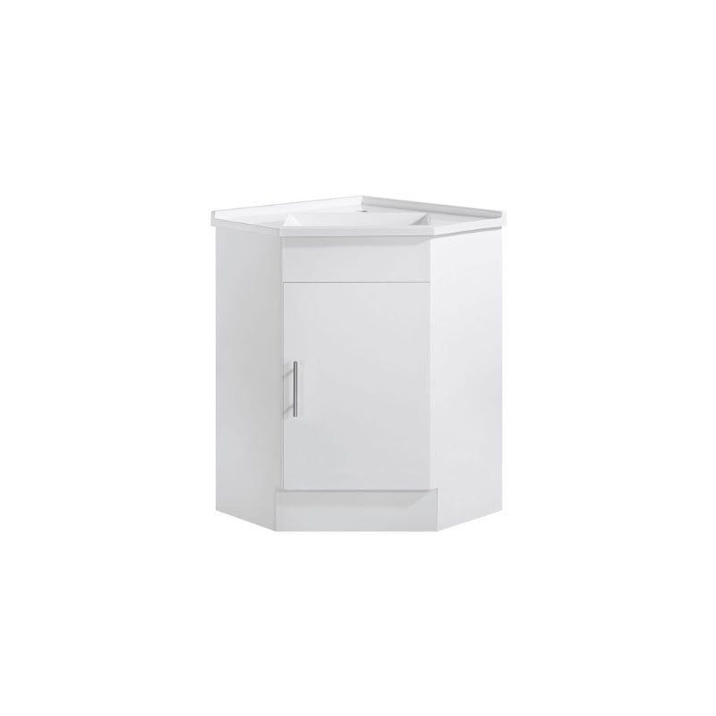 Corner Series (PC60) Gloss White 580x580x820mm Back to Corner Vanity with Stone Top & Ceramic Undermount Basin