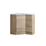 Corner Series (PC60) Natural Timber 580x880x820mm Back to Corner Vanity with Poly Marble Top (CN)