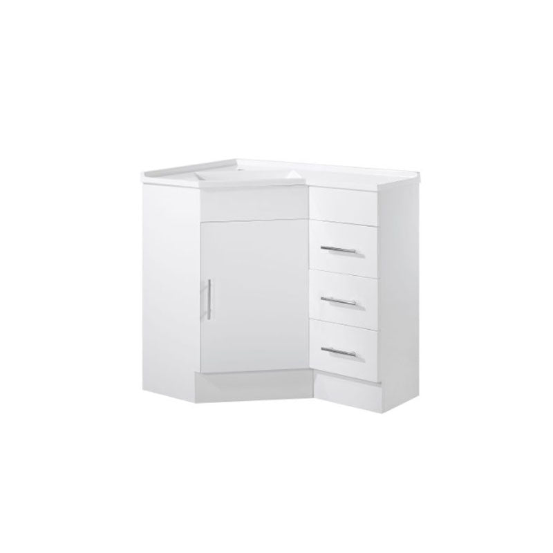 Corner Series (PC60) Gloss White 580x880x820mm Back to Corner Vanity with Poly Marble Top (CN)