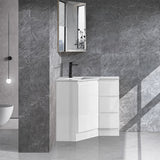 Corner Series (PC60) Gloss White 580x880x820mm Back to Corner Vanity with Poly Marble Top (CN)