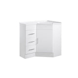 Corner Series (PC60) Gloss White 880x580x820mm Back to Corner Vanity with Stone Top & Ceramic Undermount Basin