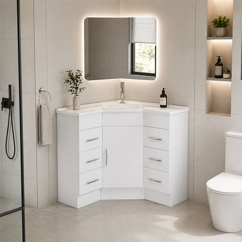 Corner Series (PC60) Gloss White 880x880x820mm Back to Corner CABINET ONLY