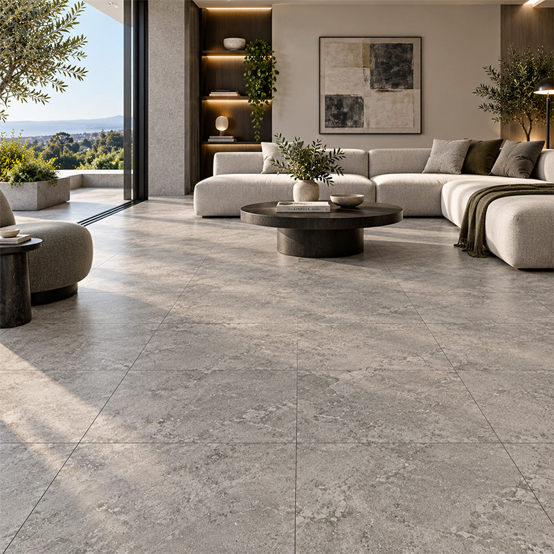 Travertine Cross Cut Mid Grey Matt (In&Out) 600x600