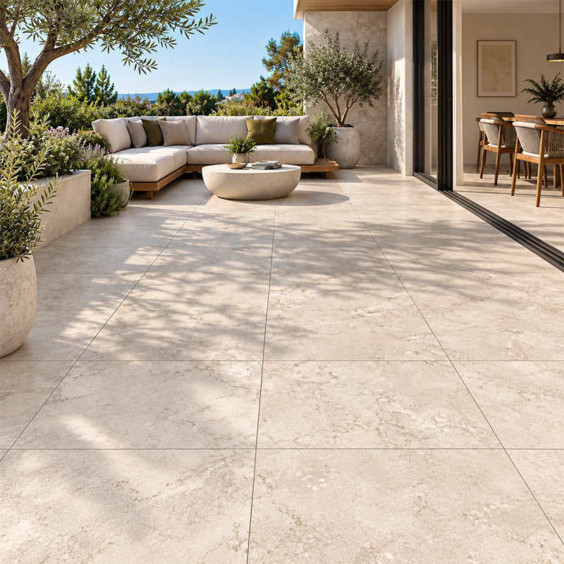 Travertine Cross Cut White Matt (In&Out) 600x600