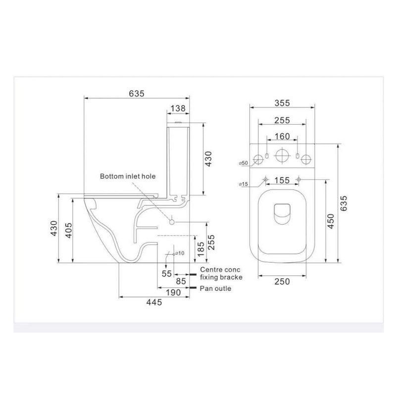 Cube Back to Wall Toilet 635x355x860mm