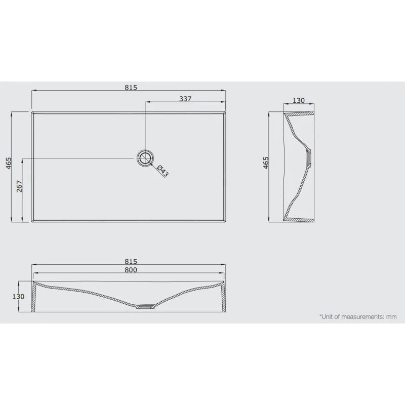 STERNHAGEN 815X465X130MM DUNE ABOVE COUNTER BASIN WHITE GLOSSY WASH BASIN SANI-QUARTZ COMPOSITE HIGH-END