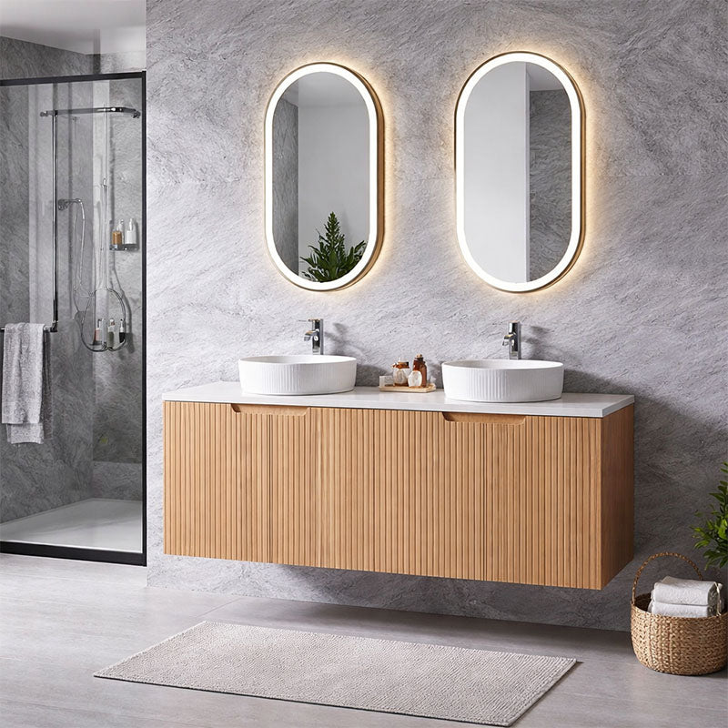 Duplex Collection Series Wall Hung Double Bowl Rosewood 1480×455×520mm CABINET ONLY