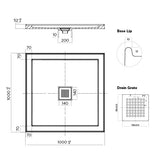 ECO Polymarble Base 1000x1000 Center Outlet Shower Base