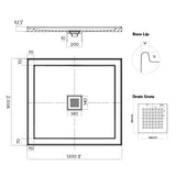 ECO Polymarble Base 1200x900 Center Outlet Shower Base