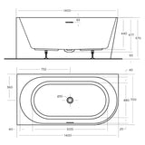 ECO CORNER BATHTUB LEFT HAND 1400x700x570mm