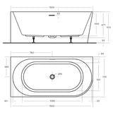 ECO CORNER BATHTUB LEFT HAND 1500x730x570mm