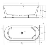 ECO BACK TO WALL BATHTUB 1700x750x570mm