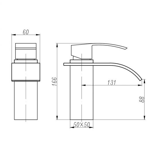 Cascade Waterfall Matt Black Basin Mixer