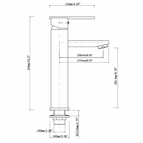 BLAZE Black Tall Basin Mixer