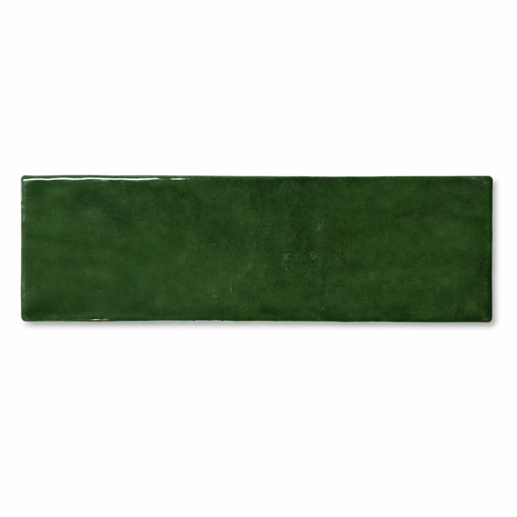 Lunar Gloss Porcelain Subway Tiles (Kiln variation) Green 75x230mm