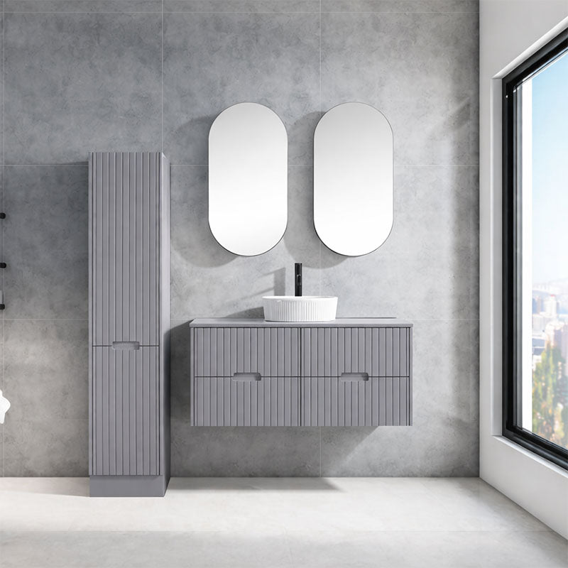 Elena Series Wall Hung Urban Grey 1180x455x540mm Vanity with Flat Stone Bench Top Only