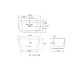 Hannah Freestanding Bathtub - Back To Wall 1300x700x600mm