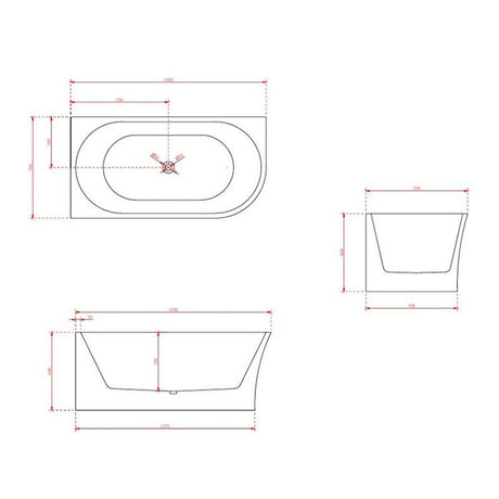 Harper Freestanding Bathtub Back To Corner (L/R) 1500x780x600mm