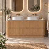 Kingsley Series Free Standing Vanity Coastal Oak Double Bowl 1480x455x855mm Cabinet Only