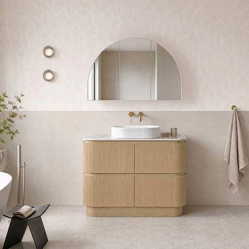 Kingsley Series Free Standing Vanity Coastal Oak Single Bowl 1480x455x855mm With Flat Stone Top