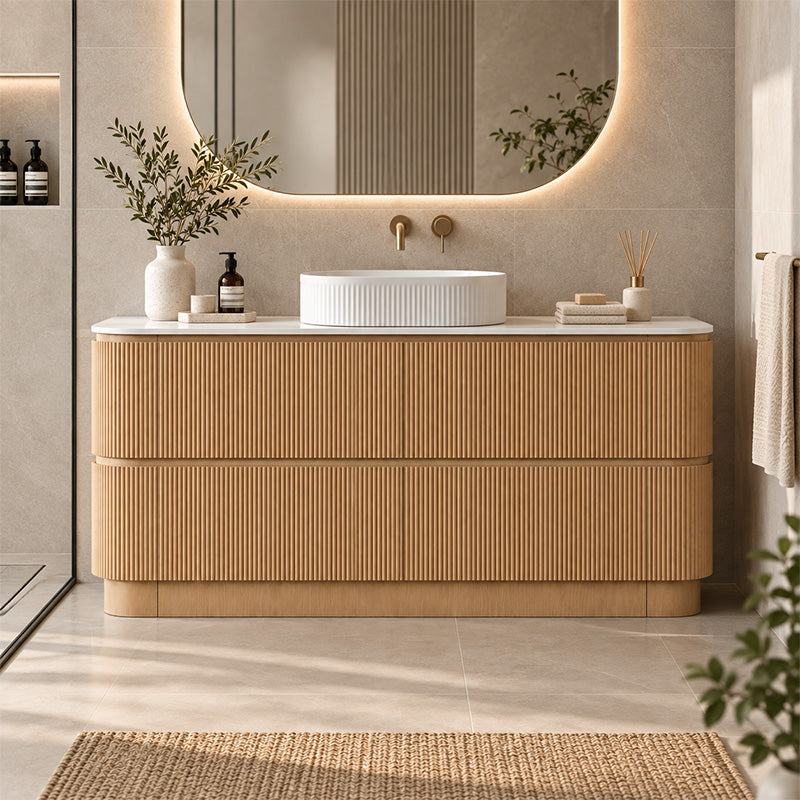 Kingsley Series Free Standing Vanity Rosewood Single Bowl 1480x455x855mm With Stone Top & Undermount Basin