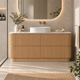 Kingsley Series Free Standing Vanity Rosewood Single Bowl 1480x455x855mm With Stone Top & Undermount Basin