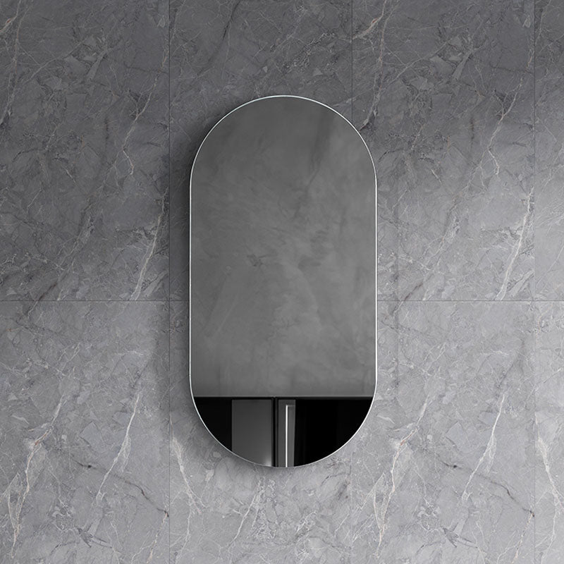 Krystal Collection Oval Shaving Cabinet Matt White 450x900x115mm