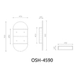Krystal Collection Oval Shaving Cabinet Matt White 450x900x115mm