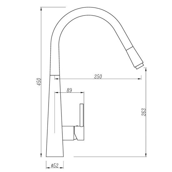 Pentro Matte Black Round Pull Out Kitchen Mixer