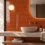 Lunar Gloss Porcelain Subway Tiles (Kiln variation) Brown 75x230mm