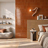 Lunar Gloss Porcelain Subway Tiles (Kiln variation) Brown 75x230mm