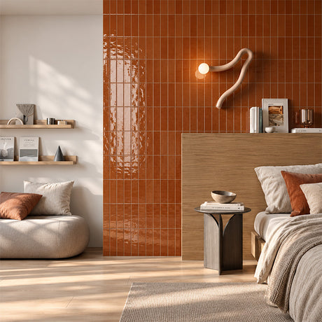 Lunar Gloss Porcelain Subway Tiles (Kiln variation) Brown 75x230mm