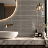 Lunar Gloss Porcelain Subway Tiles (Kiln variation) Grey 75x230mm