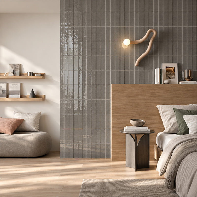 Lunar Gloss Porcelain Subway Tiles (Kiln variation) Grey 75x230mm