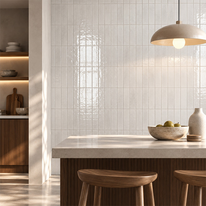 Lunar Gloss Porcelain Subway Tiles (Kiln variation) White 75x230mm