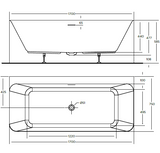 LUNUS BACK TO WALL BATHTUB 1700x750x585mm