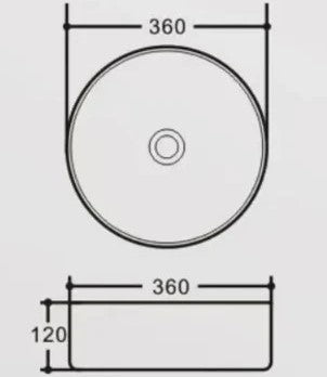 360X360X120MM MATTE BLACK ABOVE COUNTER CERAMIC BASIN